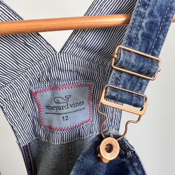 Vineyard Vines VV Girls Denim Overalls Jeans Pants Indigo Size 12 - Picture 4 of 7